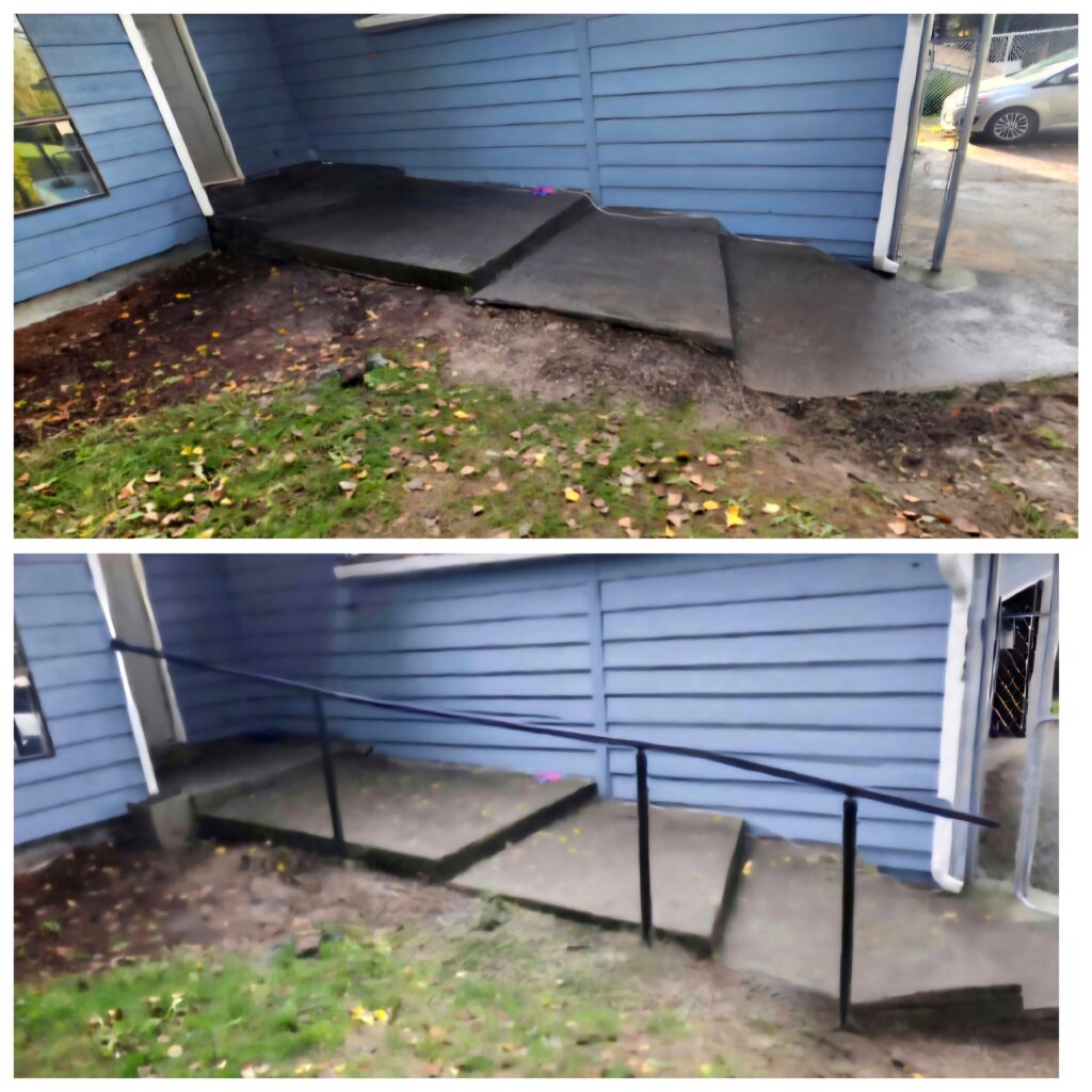 Before and after images of railing replacement
