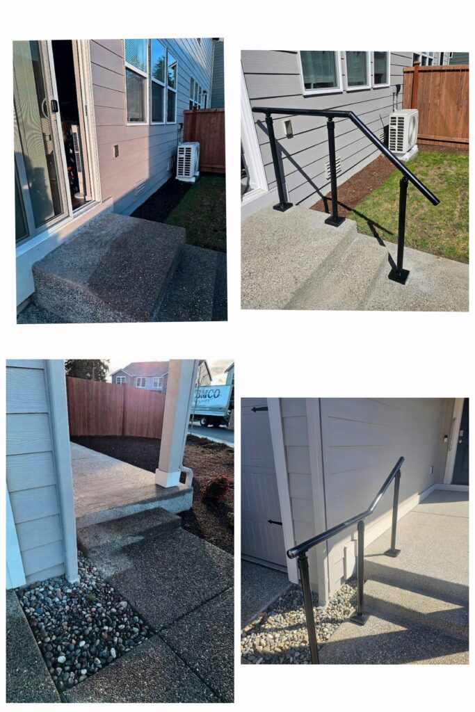 Before and after image of railing replacement